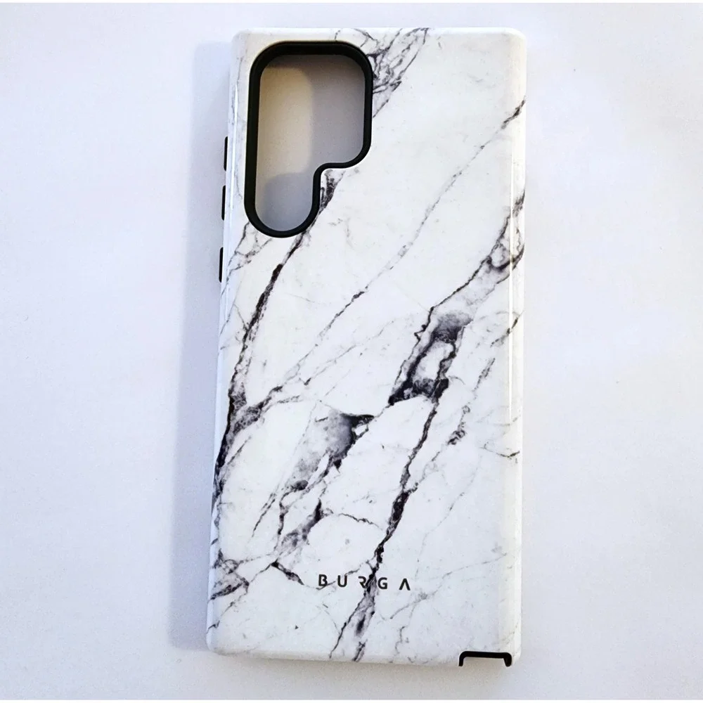 Burga Phone Cases for Samsung Galaxy S22 Ultra Cover Marble White